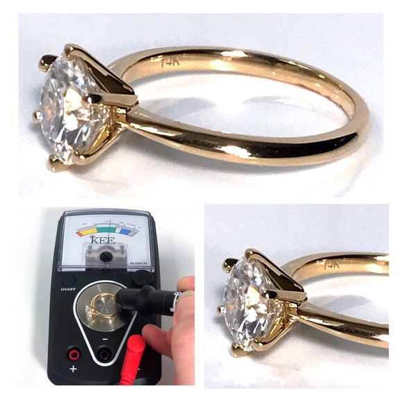 14KT 2 CARAT GENUINE MOISSANITE SOLID YELLOW GOLD SOLITAIRE RING NWOT - Picture 8 of 13